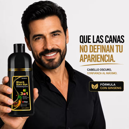 SHAMPOO CUBRE CANAS 3 EN 1 CON GINSENG COLOR NEGRO